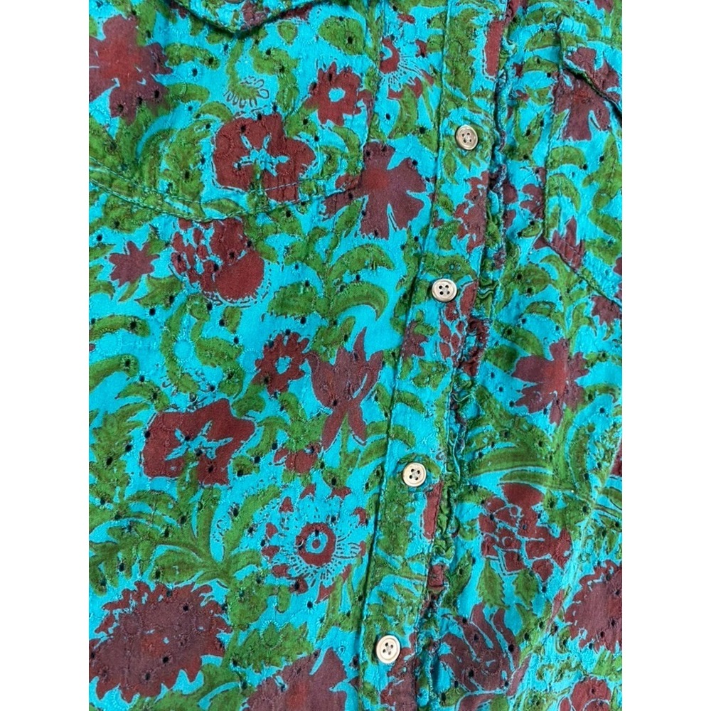 Sundance Shirt Sz M Floral Eyelet Boho Relaxed Pleated Western Boho Cowgirl - Picture 4 of 14